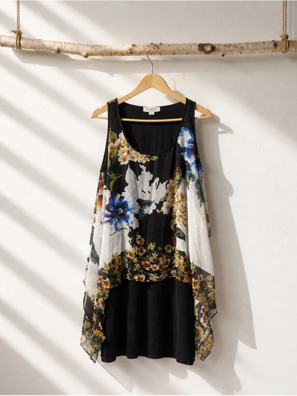 Vintage J.R Nites Floral Layered Black Tank Dress